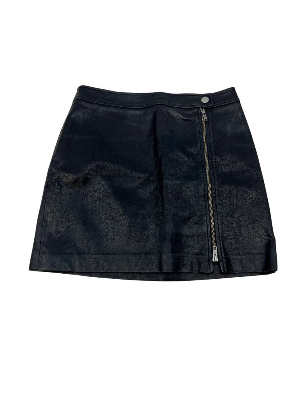 Leith Womens Faux Leather Mini Skirt Zipper Black Size Small
